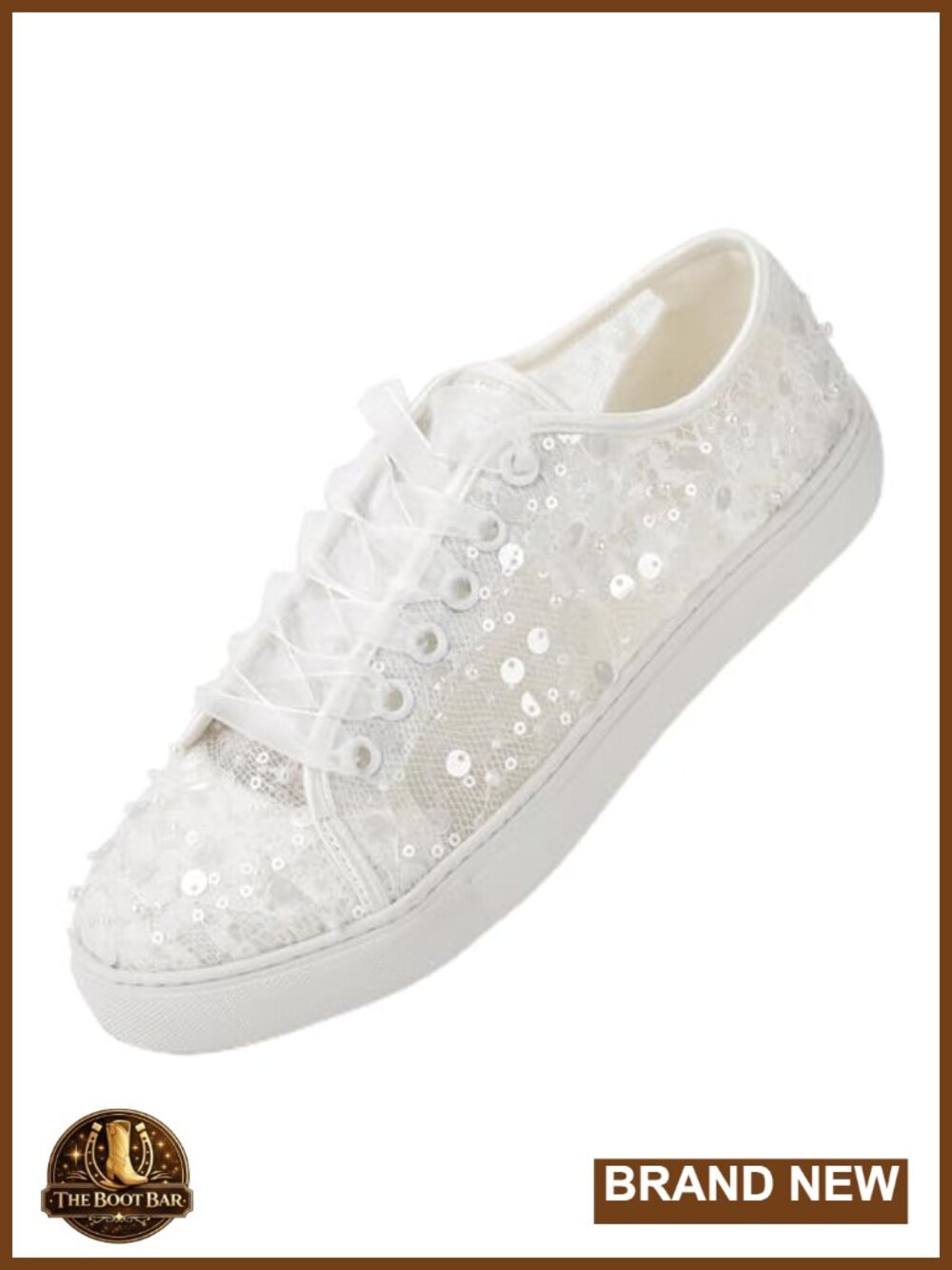Women's Wedding Sneakers Lace Sequin Bridal Flats Comfortable Casual Shoes
